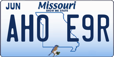 MO license plate AH0E9R