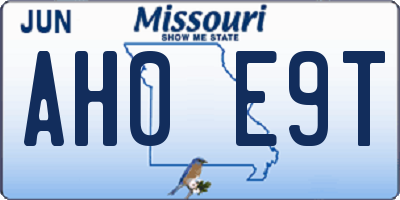 MO license plate AH0E9T