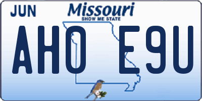 MO license plate AH0E9U