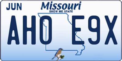 MO license plate AH0E9X