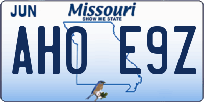 MO license plate AH0E9Z
