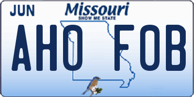 MO license plate AH0F0B