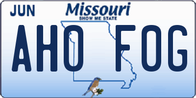 MO license plate AH0F0G