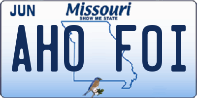 MO license plate AH0F0I