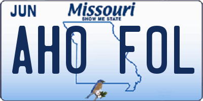 MO license plate AH0F0L