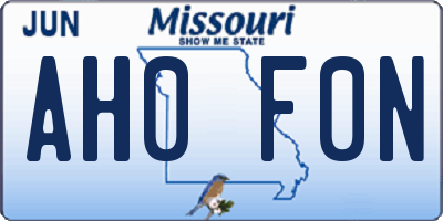 MO license plate AH0F0N