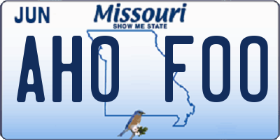 MO license plate AH0F0O