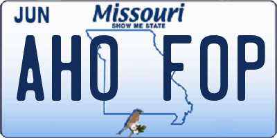 MO license plate AH0F0P