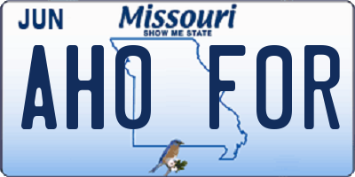 MO license plate AH0F0R