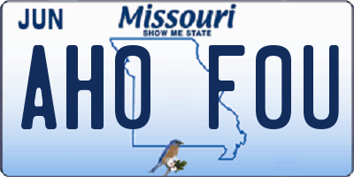 MO license plate AH0F0U