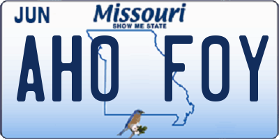 MO license plate AH0F0Y