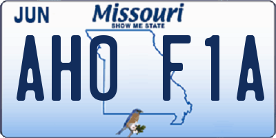 MO license plate AH0F1A