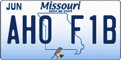 MO license plate AH0F1B