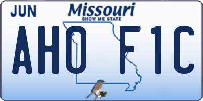 MO license plate AH0F1C