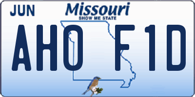 MO license plate AH0F1D