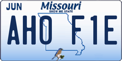 MO license plate AH0F1E