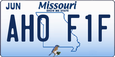 MO license plate AH0F1F