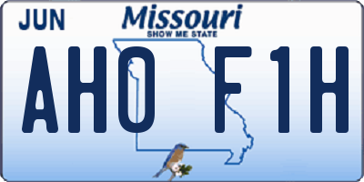 MO license plate AH0F1H