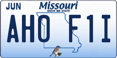 MO license plate AH0F1I