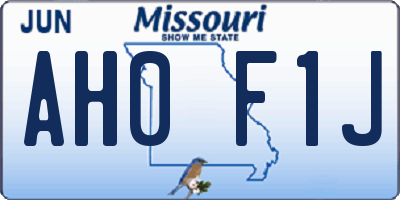 MO license plate AH0F1J