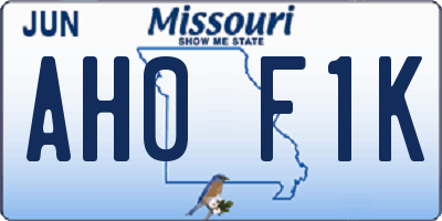 MO license plate AH0F1K