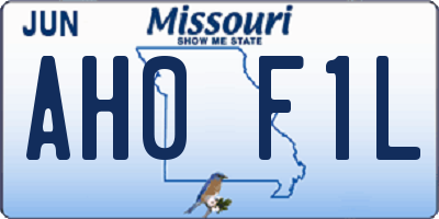 MO license plate AH0F1L