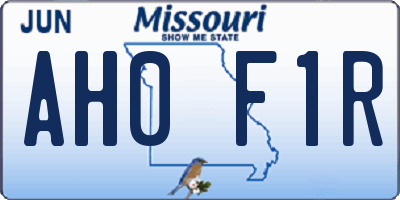 MO license plate AH0F1R