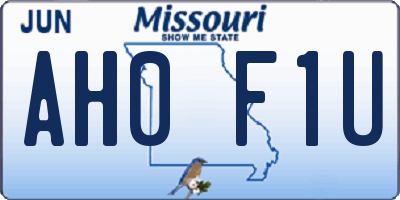 MO license plate AH0F1U