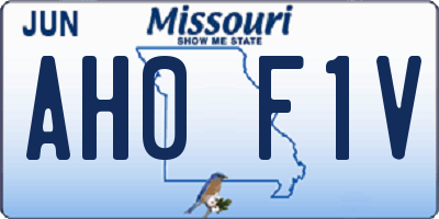 MO license plate AH0F1V