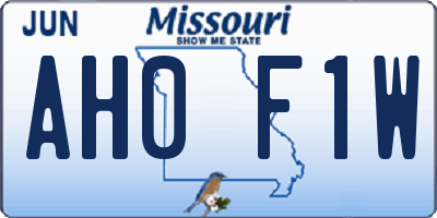 MO license plate AH0F1W