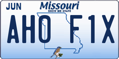 MO license plate AH0F1X