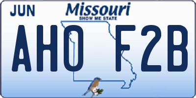 MO license plate AH0F2B