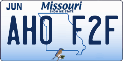 MO license plate AH0F2F