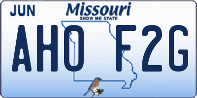 MO license plate AH0F2G