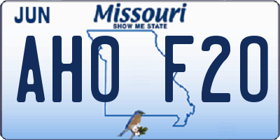 MO license plate AH0F2O