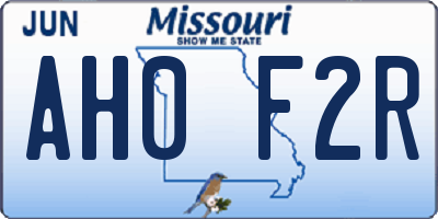 MO license plate AH0F2R