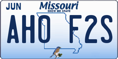 MO license plate AH0F2S