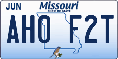 MO license plate AH0F2T