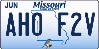 MO license plate AH0F2V