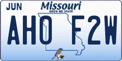 MO license plate AH0F2W