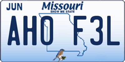 MO license plate AH0F3L