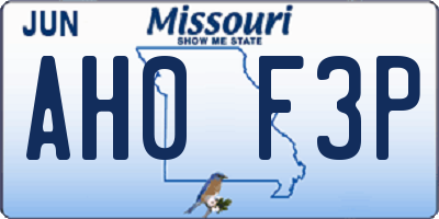 MO license plate AH0F3P