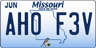 MO license plate AH0F3V