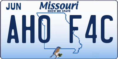 MO license plate AH0F4C