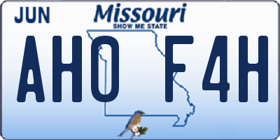 MO license plate AH0F4H