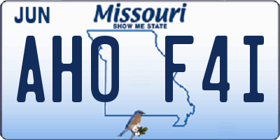 MO license plate AH0F4I