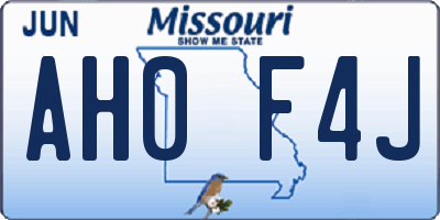 MO license plate AH0F4J