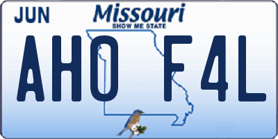 MO license plate AH0F4L