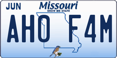 MO license plate AH0F4M