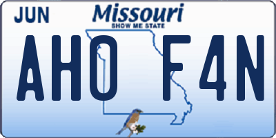 MO license plate AH0F4N